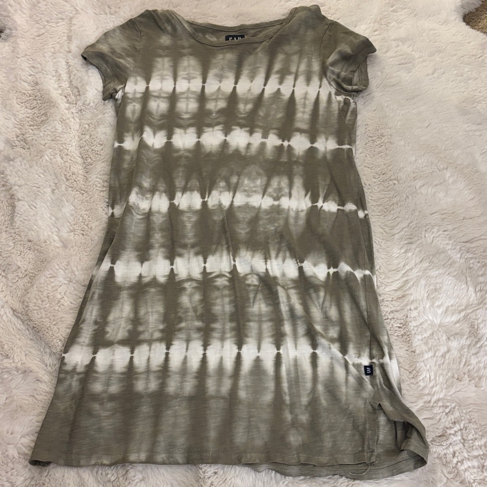 GAP Olive and White Tie-Dye Mini Dress